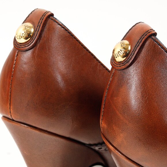 Louis Vuitton Brown Leather Lace Peep Toe Oxford Pumps - Picture 9 of 10